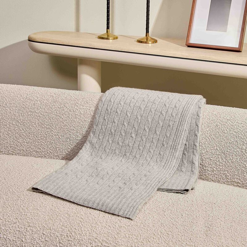 ralph lauren home iconic cable cashmere throw blanket grey