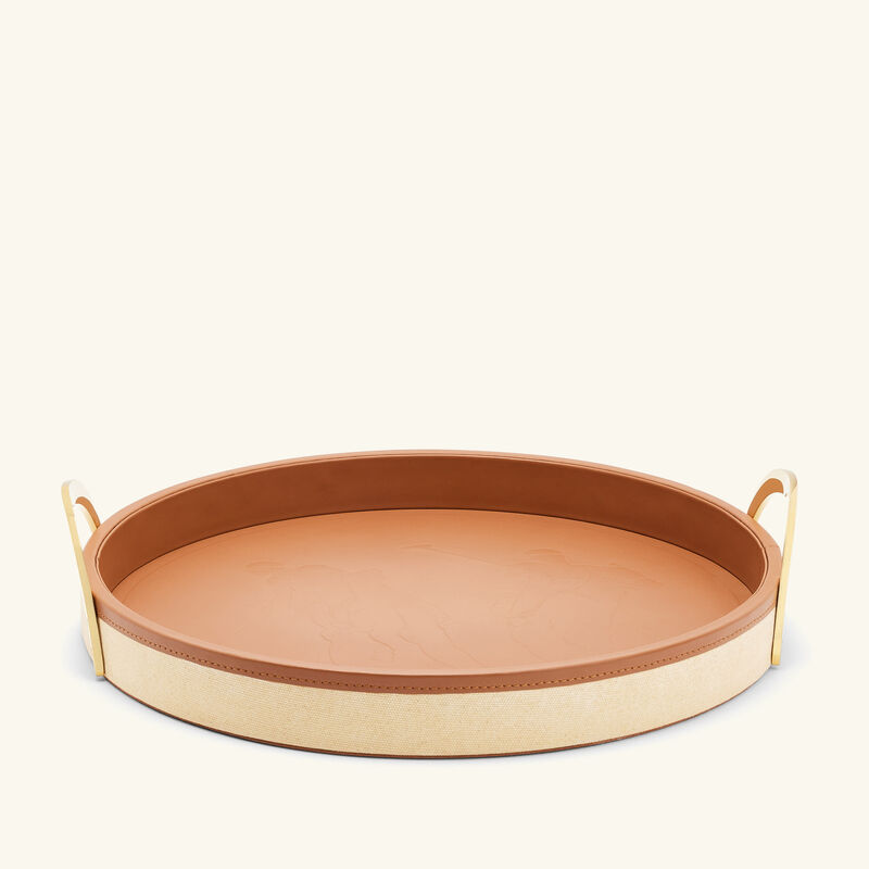 ralph lauren home garrett serving tray round medium brown