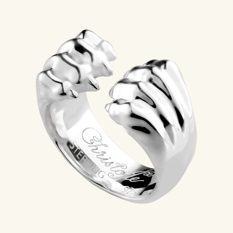 christofle patte de lion open ring sterling silver size 51