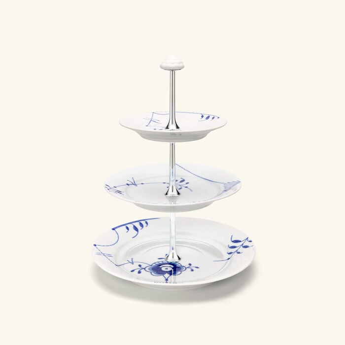 رويال كوبنهاغن حامل الكعك بثلاث طبقات بلو فلوتد ميغا باللون الأبيض