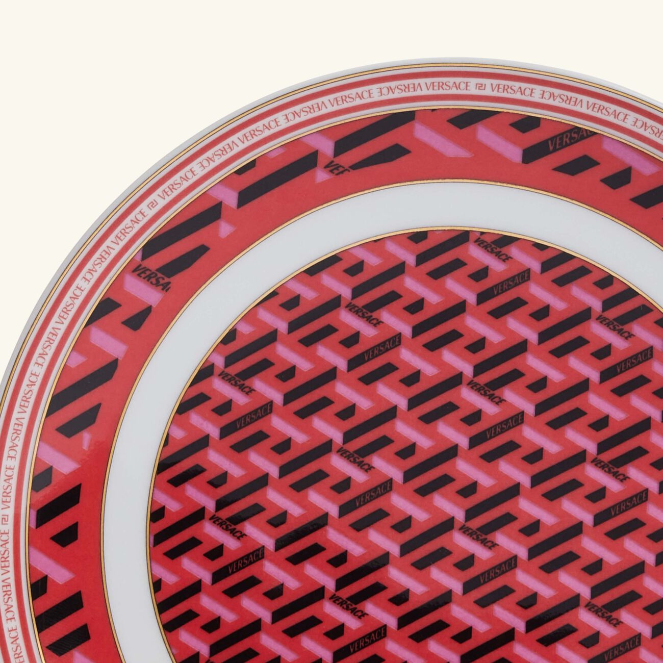 versace la greca signature bread butter plate round red 16cm