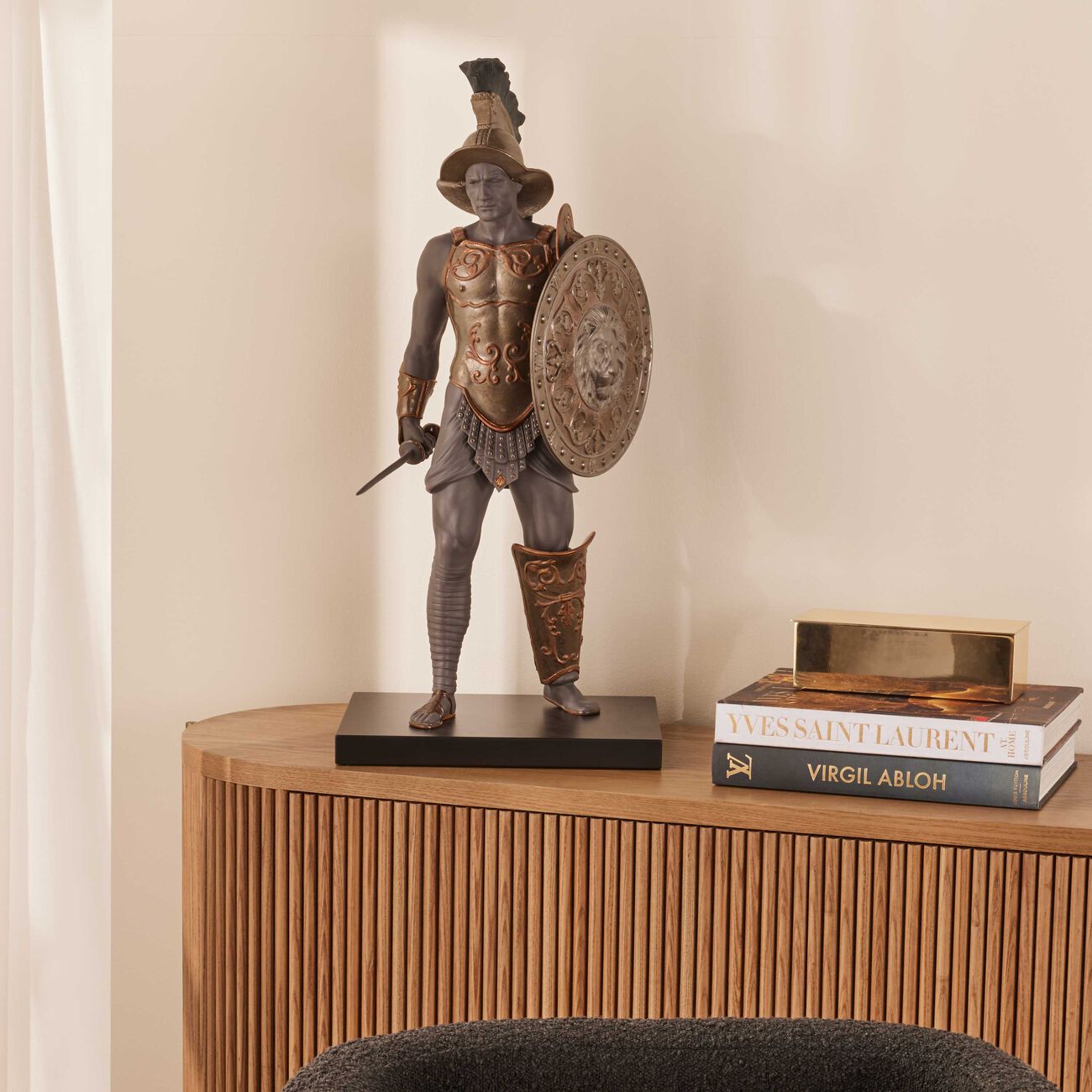lladro gladiator sculpture extra large black