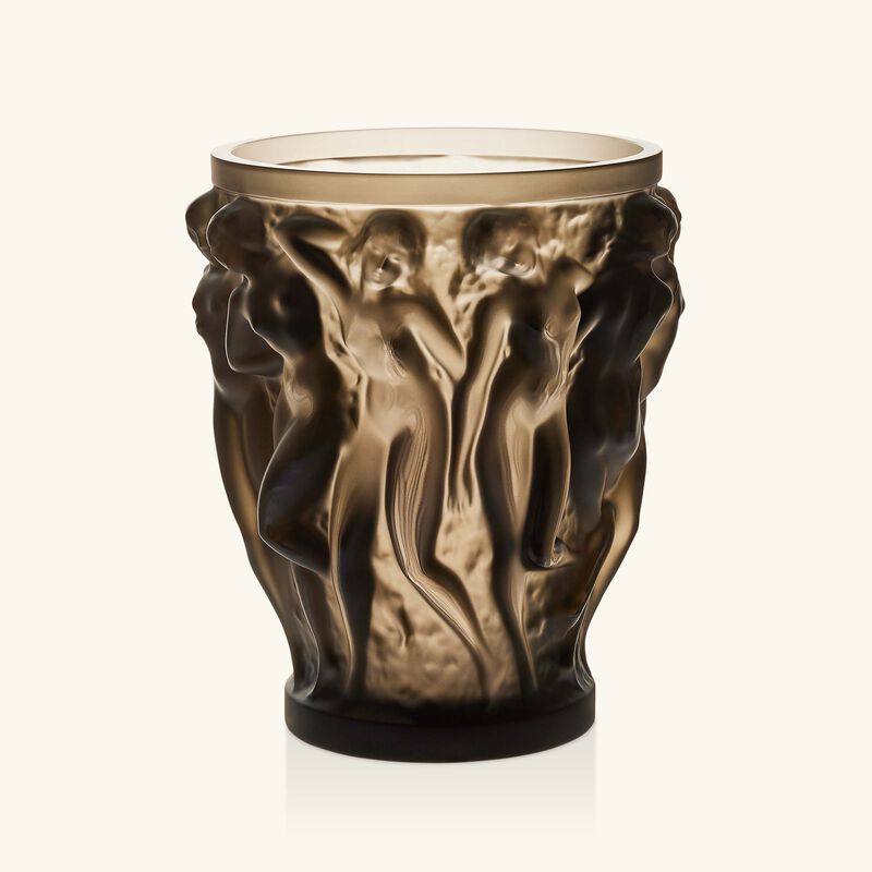 lalique bacchantes vase small brown