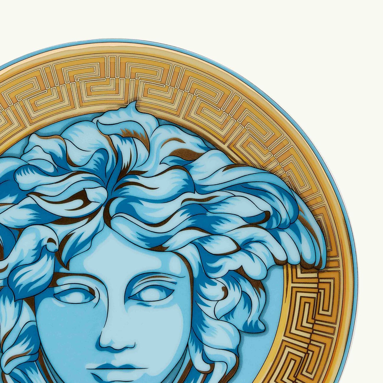 versace medusa amplified blue coin bread butter plate round blue 17cm
