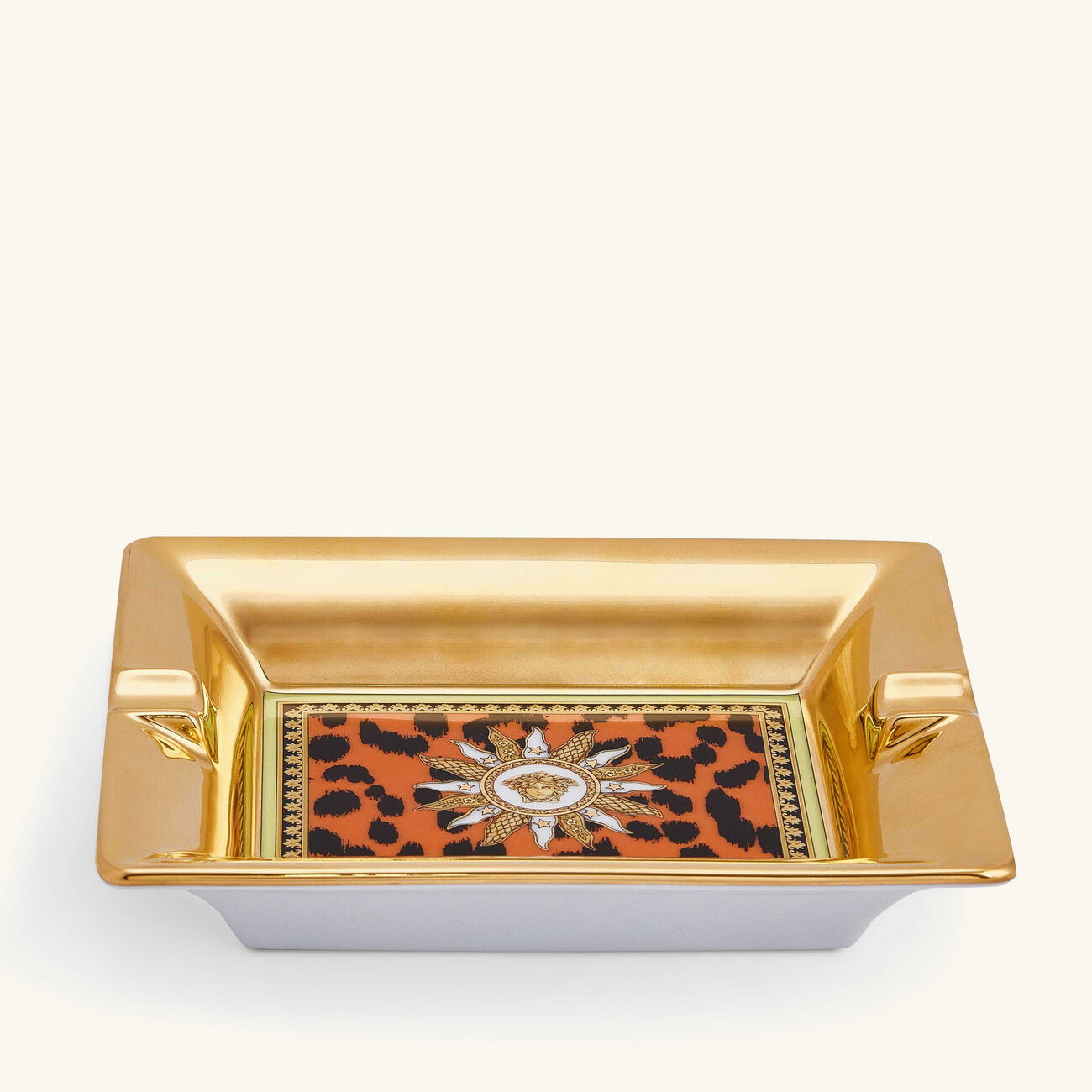 versace jungle animalier ashtray rectangular small gold