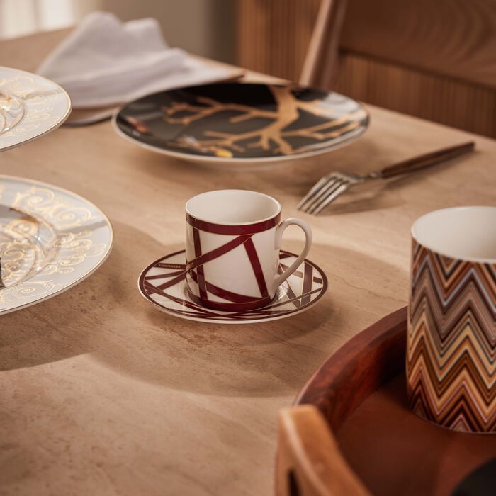 Nastri Coffee Cup & Saucer Red Set Of 2 missoni home nastri coffee cup saucer red set of 2