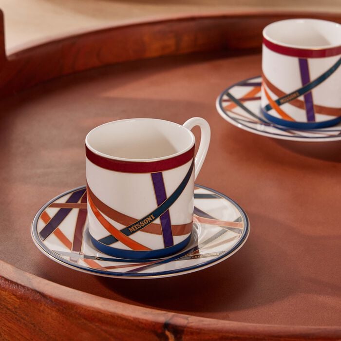 Nastri Coffee Cup & Saucer Pattern Set Of 2 missoni home nastri coffee cup saucer pattern set of 2