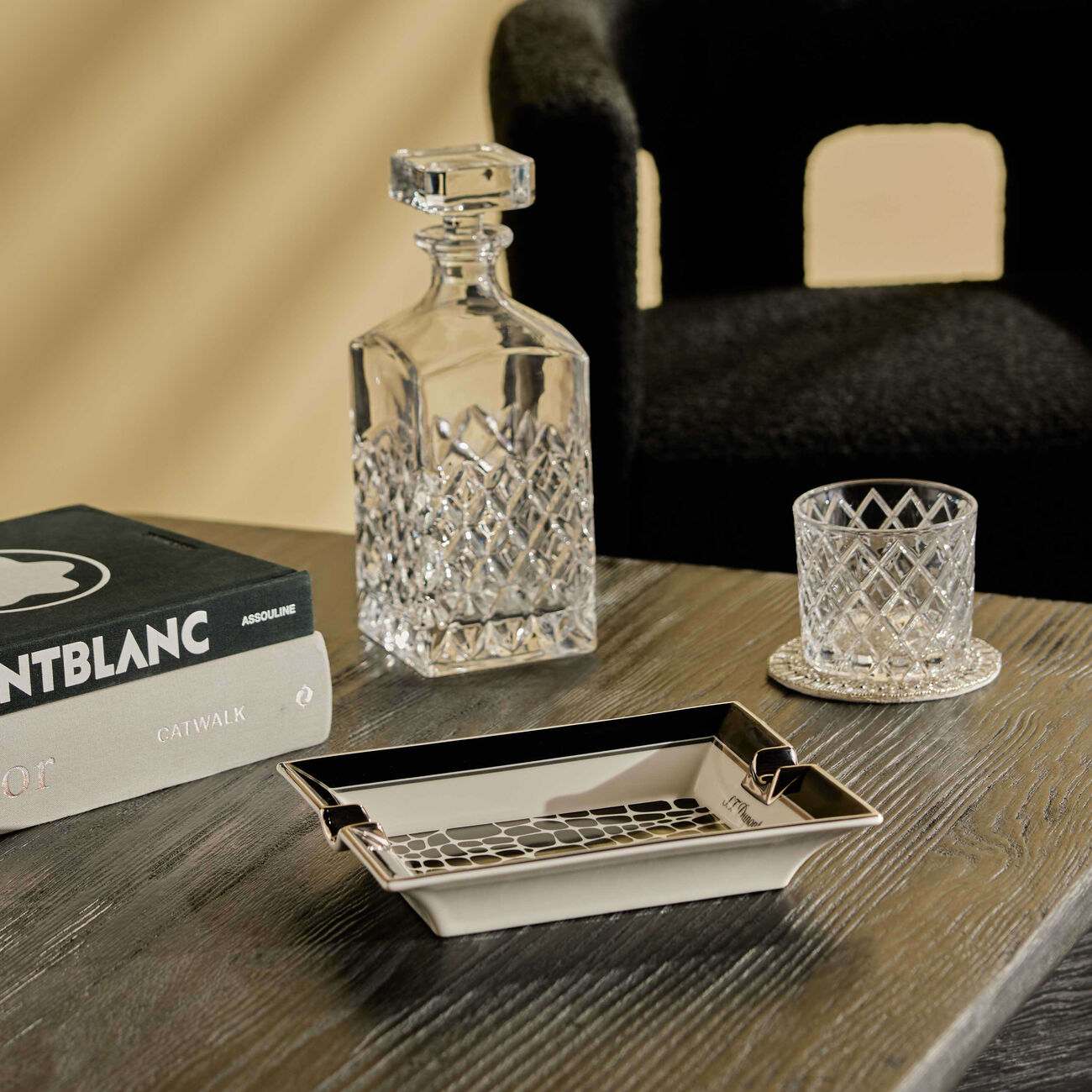 st dupont crocodile ashtray rectangular mini black