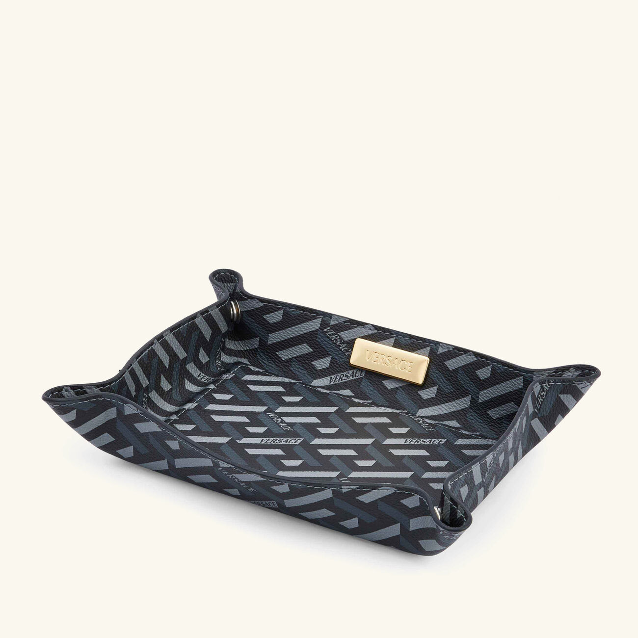 versace la greca signature trinket tray square small black
