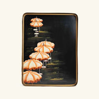 les ottomans flora serving tray rectangular medium black