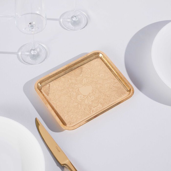 christofle jardin d eden serving tray rectangular small gold