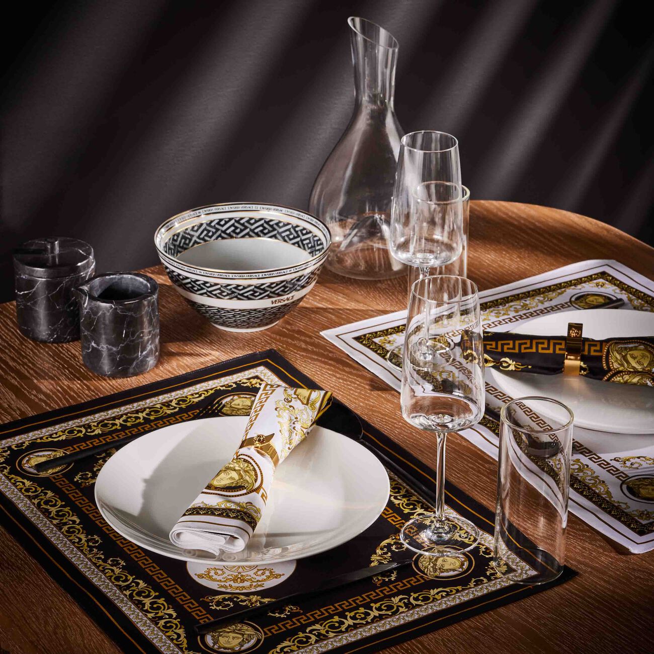 Medusa Gala Napkin & Placemat Set Of 2 versace medusa gala napkin placemat set of 2