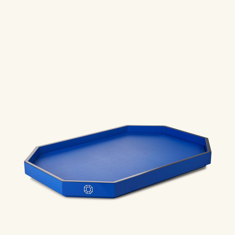 baccarat octogone tray medium blue