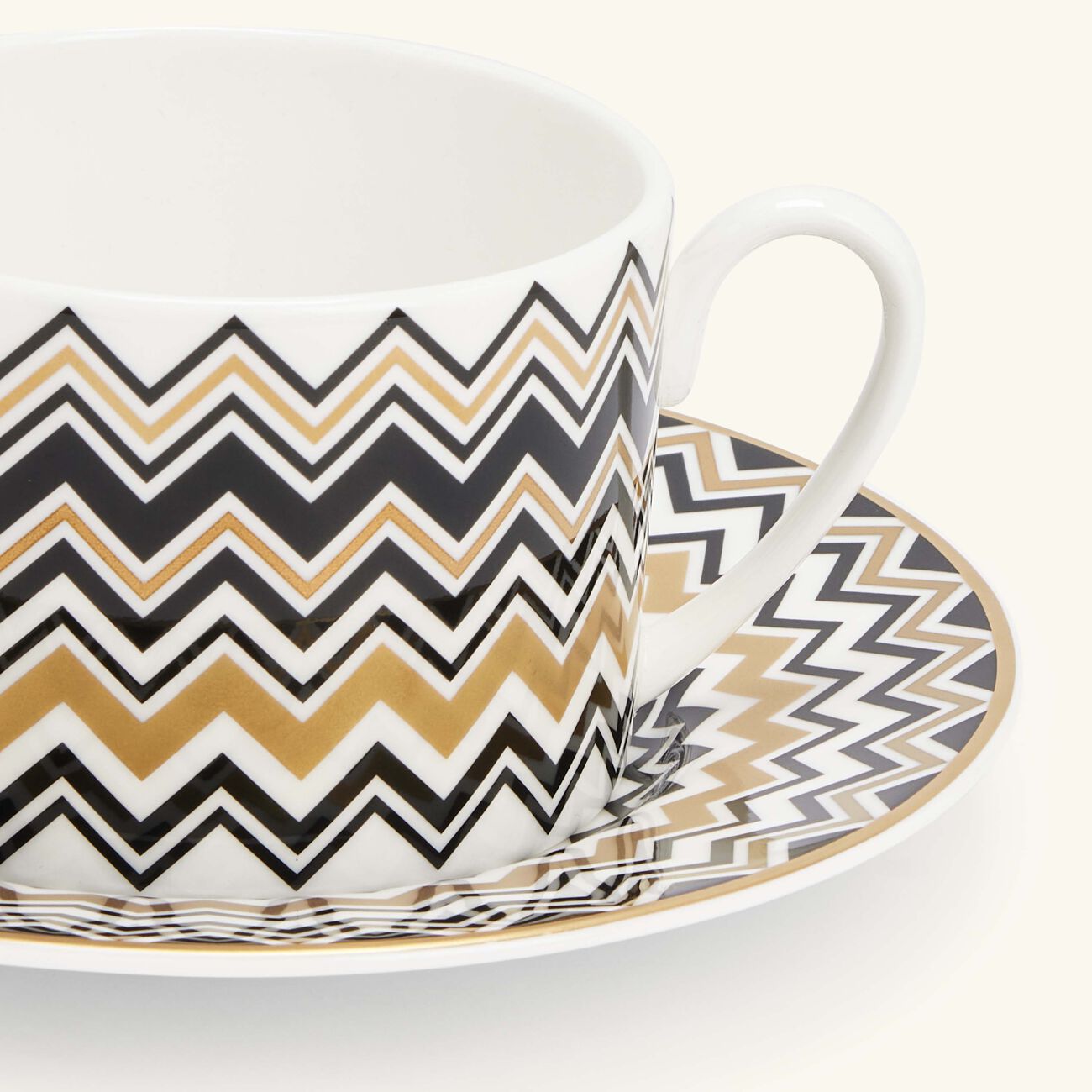 missoni home zig zag gold tea cup saucer gold set of 6