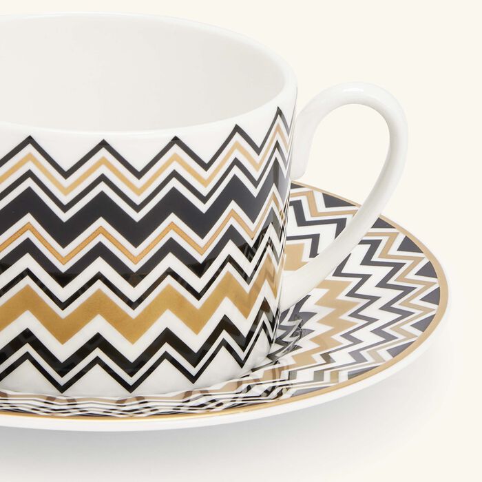 missoni home zig zag gold tea cup saucer gold set of 6
