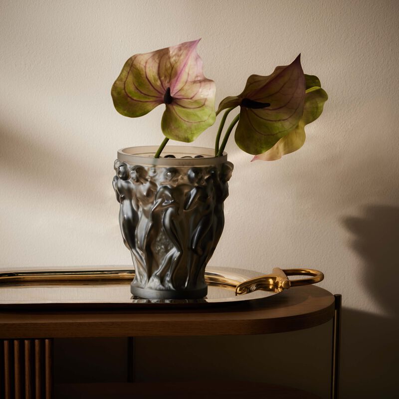 lalique bacchantes vase small brown