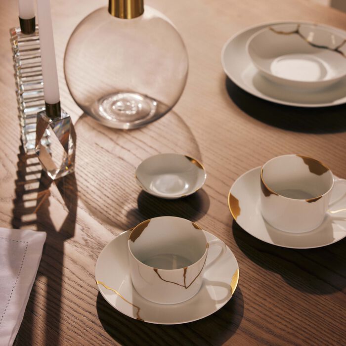 bernardaud kintsugi tea cup saucer gold set of 2