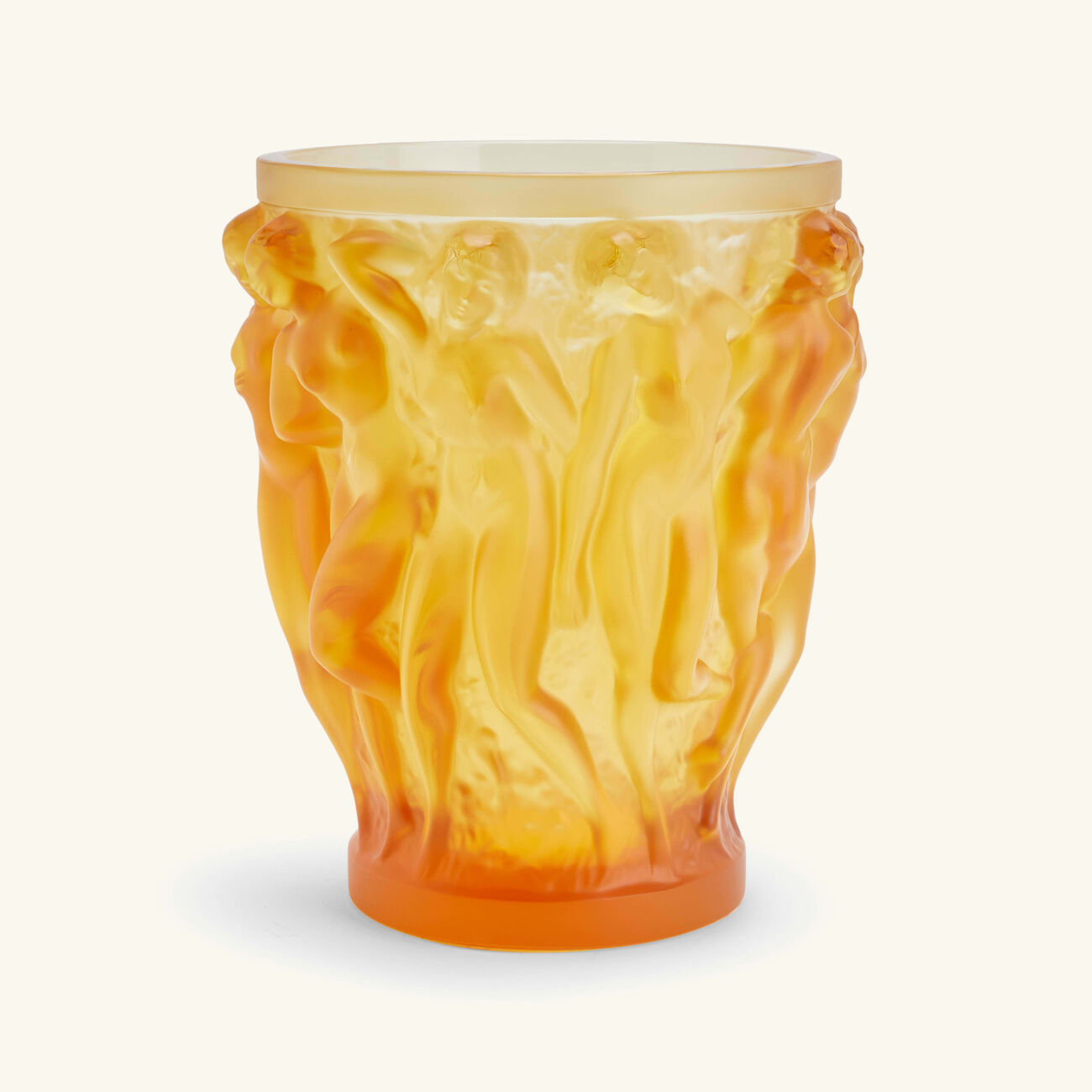 lalique bacchantes vase small orange