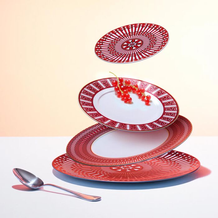 baccarat arcadia soup plate red 23cm set of 2