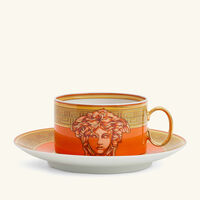 versace orange coin tea cup saucer orange