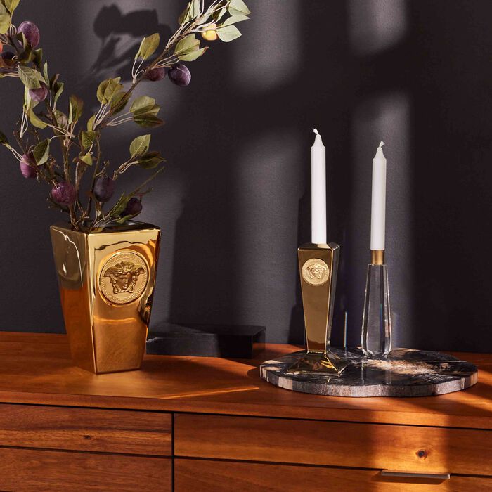 versace medusa candle holder gold