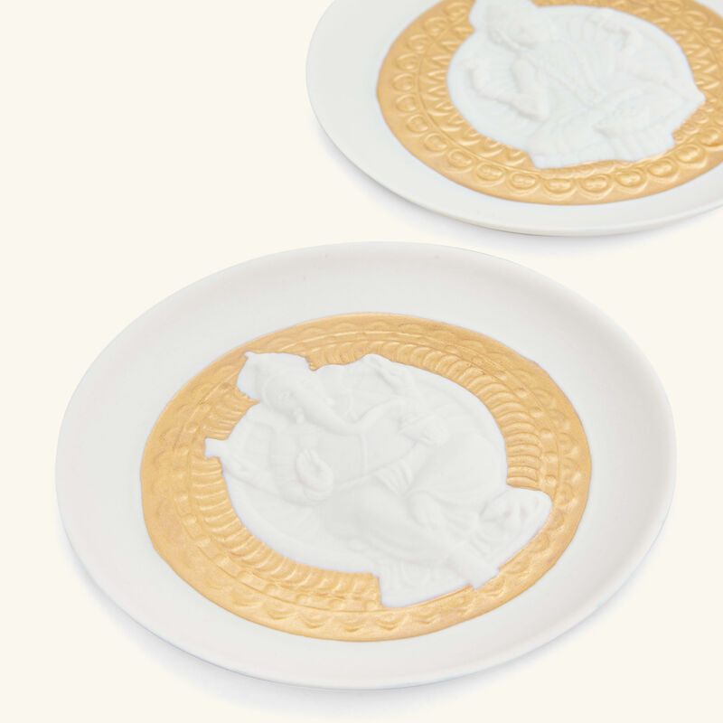 طقم الأطباق التزيينية لاكشمي وغانيشا باللون الذهبي لادرو طقم الأطباق التزيينية لاكشمي وغانيشا باللون الذهبي