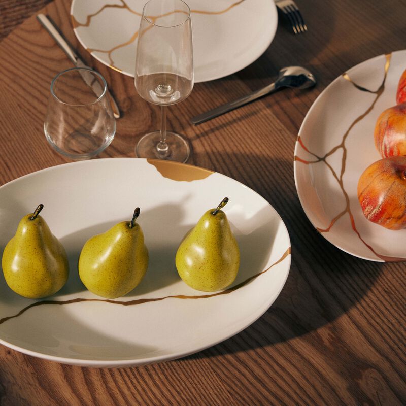 bernardaud kintsugi serving platter oval white 39cm