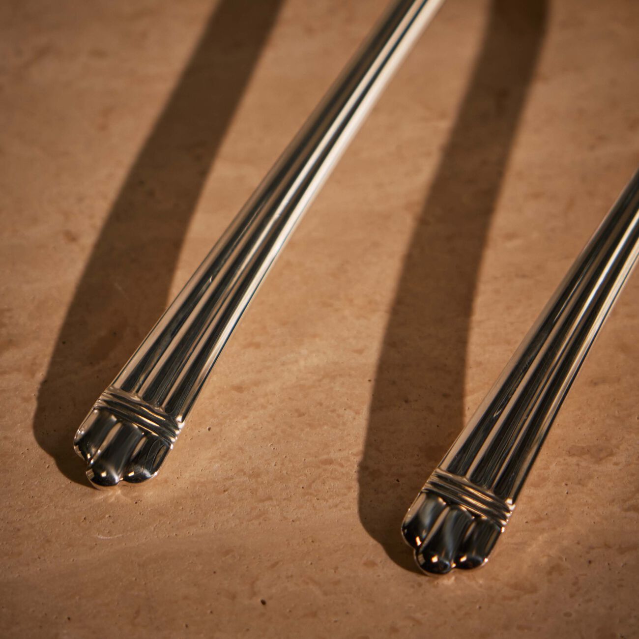 christofle aria salad serving fork silver plated